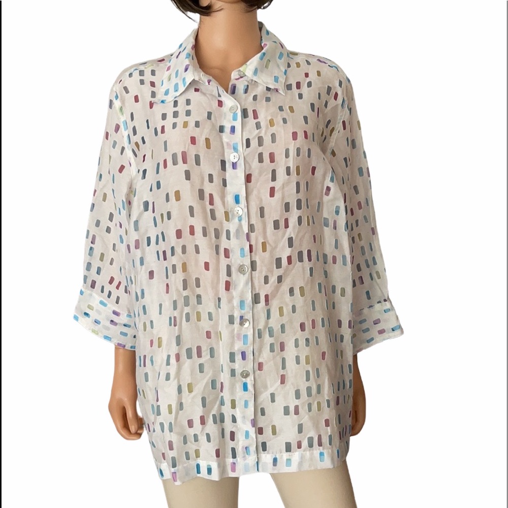 Notations Woman’s Multicolored Pattern Blouse Wit… - image 1